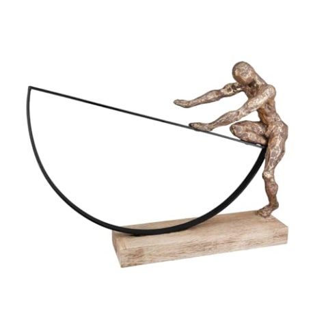 Casablanca Deko Figur Skulptur - Mann Dekofigur aus Aluminium Holz Farbe: Bronze Schwarz - Dekoration Geschenk Motivation Höhe 29,5 cm