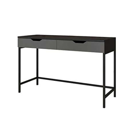 RED DECO Computer-Schreibtisch, industriell, Spanplatte und Stahl, 2 Schubladen, Greta Schwarz, Holz, grau, one Size
