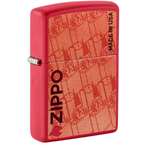 Zippo Sturmfeuerzeug - Zippo Design Red Matte - Nachfüllbar- Geschenkbox - Metall - Made in USA