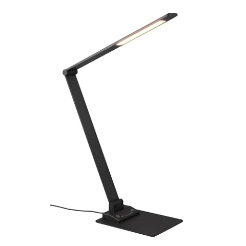 Trio Leuchten LED Schreibtischleuchte Travis 545310132, Metall Schwarz matt, inkl. 6.5 Watt LED, Dimmer, Lichtfarbe einstellbar, USB & USB-C Anschluss mit Ladefunktion