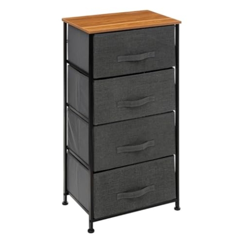 5 five simply smart Rollcontainer mit 4 Schubladen, Stoff, Anthrazitgrau