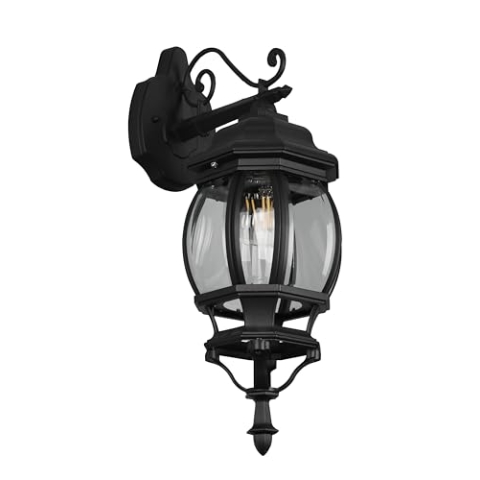 Trio Leuchten Außen Wandleuchte Elvo 206960132, Aluminium Druckguss Schwarz matt, Glas klar, exkl. 1x E27