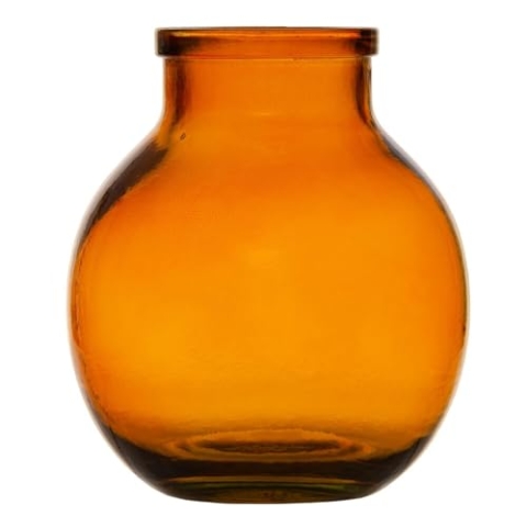 BigBuy Home Vase, Bernstein, recyceltes Glas, 21 x 21 x 25 cm