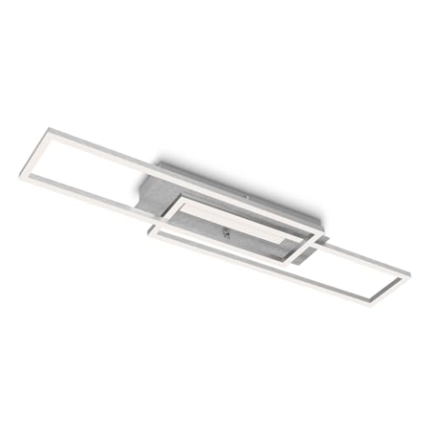 BRILONER Leuchten - LED Deckenleuchte mit Mittellicht, warmweiße Lichtfarbe, getrennt schaltbare LED Deckenlampe, Speicherfunktion, schwenkbare Wohnzimmerlampe, Aluminium gebürstet 3546-018