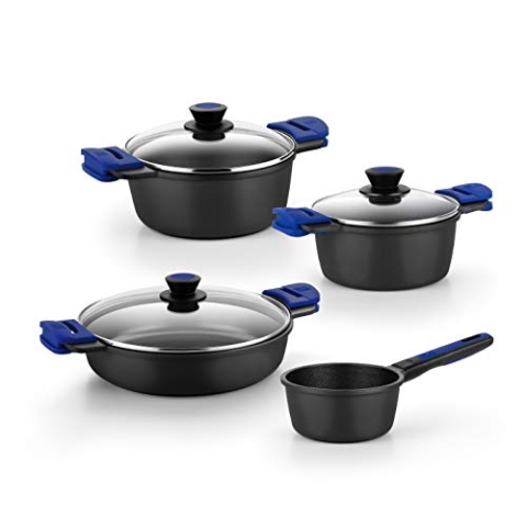 BRA Advanced - 7-teiliges Kochgeschirr aus Aluminiumguss, antihaftbeschichtet, geeignet für alle Herdarten und Induktion, Bunt