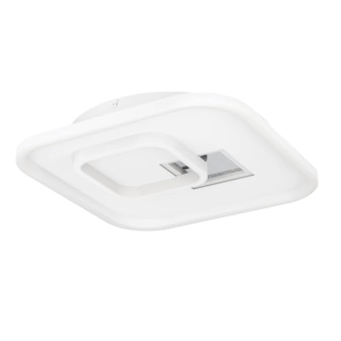 EGLO LED Deckenleuchte Tiriolo, geometrische Deckenlampe, Wohnzimmerlampe aus Metall und Kunststoff in Weiß und Silber, Flurlampe neutralweiß, 38 x 38 cm