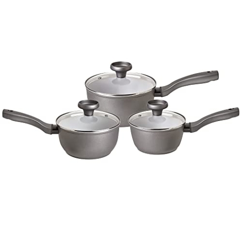 Prestige Earth Pan Topfset Induktion - Kasserole mit Deckel 16/18/20cm-Antihaft-Keramik, Recycelt & Recycelbar, Giftfrei, Spülmaschinenfest, Easy-Grip-Griffe