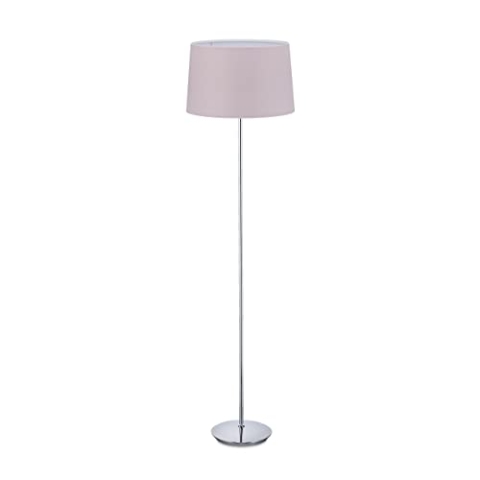 Relaxdays Stehlampe mit Stoffschirm, verchromter Fuß, E27 Fassung, Ø 40 cm, Wohnzimmer, Stehleuchte 148,5 cm, altrosa