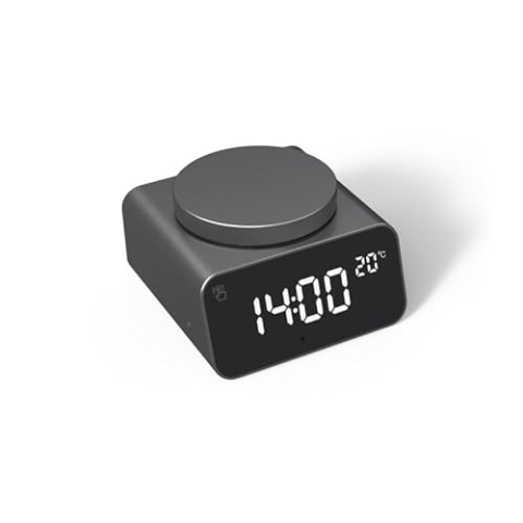 Xoopar - Helle Digitale Wecker Mit Thermometer - Automatische Einstellung Von Uhrzeit Und Temperatur - Alarmkonfiguration - Aus Aluminium - Recyceltes Plastik - REDDI Alarm SCHWARZ