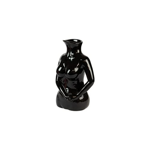 FISURA Moderner Deko-Vase in Form einer Büste, Keramik, Mehrzweck-Vase für Damen, Maße: 17 x 11 x 23 cm (Schwarz)