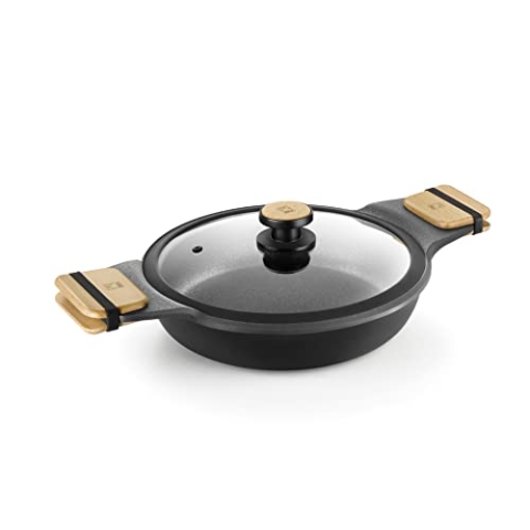 BRA A790532 Market-chmorpfanne 36 cm, Aluminiumguss, ultraverstärkt, PFOA-frei, antihaftbeschichtet, für alle Herdarten und Induktion geeignet, schwarz, Aluminium