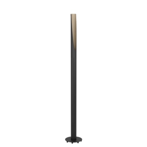 EGLO LED Stehlampe Barbotto, elegante Eck Standleuchte, Stehleuchte aus Stahl in Schwarz und Holz in Natur, FSC zertifiziert, Lampe Wohnzimmer, warmweiß, 137 cm