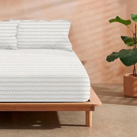 Belum Vitoria Spannbettlaken, Beige, 100% Baumwolle, für Betten mit 180 cm, Spannbetttuch 175