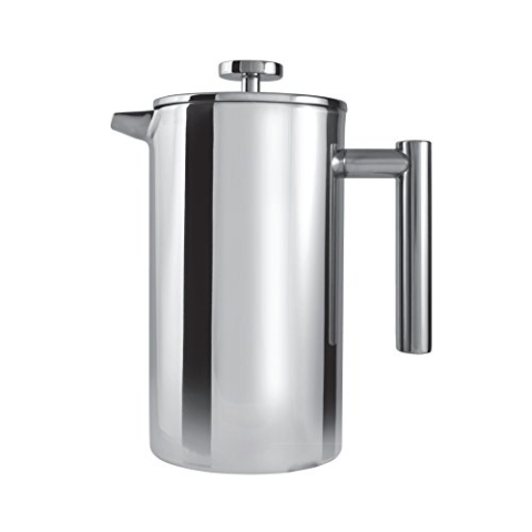 Grunwerg Olé Kaffeebereiter aus Edelstahl 1 Liter | Doppelwandige Isolierung mit Cool-Touch Griffen | French-Press mit Edelstahlfilter | Verschließbarer Ausguss | Spülmaschinenfest | Hochglanz Poliert CFD-08