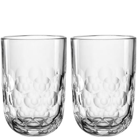 LEONARDO HOME GOCCE Latte Macchiato Glas • 6 Stück • 390 ml • Matchaglas • Spülmaschinengeeignet • Tropfenstruktur • Eiskaffee • Transparent • Klares Design • Kaffeebecher • 055187