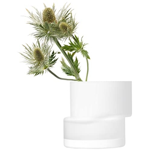 LSA International TD09 Laterne/Vase, Höhe: 13,5 cm, Kreideweiß, 1 Stück, handgefertigtes Glas