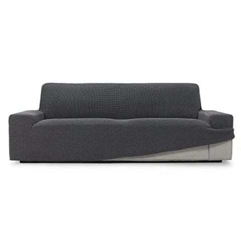 SOFASKINS® super elastischer überzug, Sofabezug 3 sitzer, atmungsaktiv, bequem und langlebig, Sofa überzug, Einfach anzubringen, Maße (180-230Cm), Farbe dunkelgrau