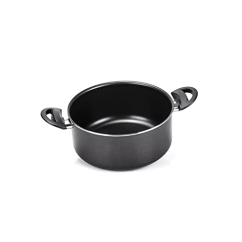 Moneta Gea Kochtopf mit 2 Griffen, 28 cm, Aluminium, 100% recycelt, für jede Kochplatte inklusive Induktion, hergestellt in Italien, Schwarz