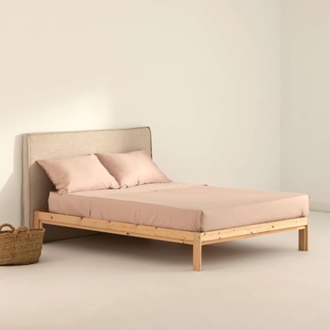 Belum | Satin-Bettwäsche-Set, Fadendichte 300, für Betten mit 135 cm Breite – Bettlaken 210 x 270 cm – Spannbettlaken 140 x 200 cm + 35 cm Faltenbalg Kissenbezug 50 x 80 cm, 2 Stück, Modell: Pink