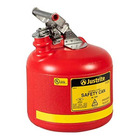 Justrite Runde Sicherheitsflasche aus Polyethylen, 9,5 L, Rot