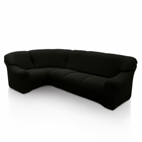 SOFASKINS super elastischer ecksofa überzug, waschbar, hochwertig, atmungsaktiv, bequem und langlebig, Sofa überzug, Einfach anzubringen, Maße (340-540 cm), Farbe Schwarz