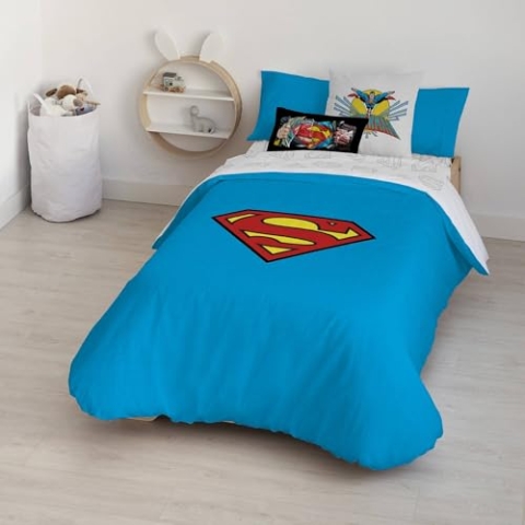 Belum Superman Bettbezug mit Knöpfen, 100% Baumwolle, für 105 cm breite Betten (180 x 240 cm)