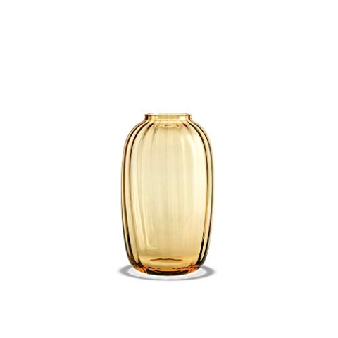Holmegaard Vase H25.5 cm Primula Optisches Muster aus mundgeblasenem Glas, gelb