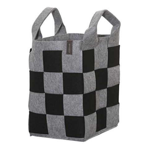 Sealskin Wäschekorb Weave, Wäschesammler aus Filz, Farbe: Schwarz, 56 x 30 x 30 cm
