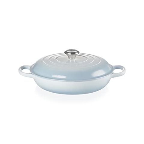 Le Creuset Signature Gusseisen Gourmet-Profitopf, Rund, Ø 30 cm, 3,5 l, Für alle Herdarten inkl. Induktion geeignet, 5,555 kg, Coastal Blue, 21180304202430
