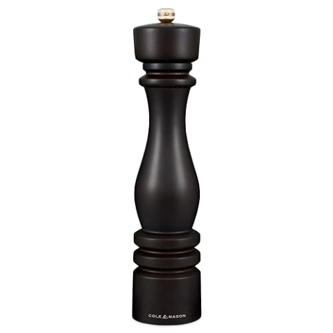 Cole & Mason H233081 London Salzmühle, mit Einstellbarem Mahlwerk, Schokolade Holz, 30cm, Precision+ mit Keramikmahlwerk, Gewürzmühle, Mühle für Salz, Braun