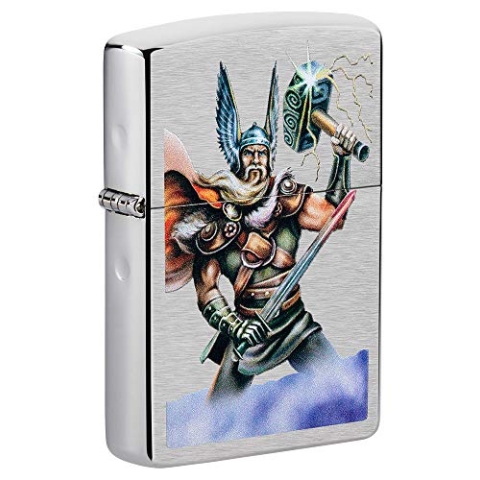 ZIPPO – Sturmfeuerzeug, Thor, Color Image, Chrome Brushed, nachfüllbar, in hochwertiger Geschenkbox