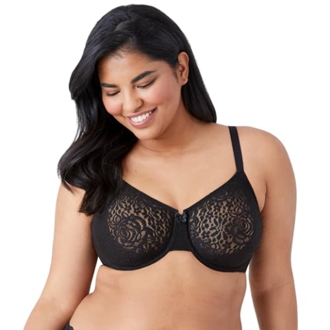 Ann Cherry Wacoal Women's Halo Lace Underwire Bra 851205 Black Bra 36DDD