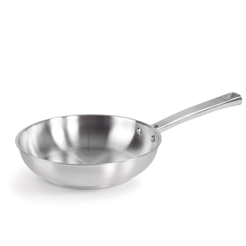 Lacor- 45426- Bratpfanne Foodie, Edelstahl 18/10, antihaftbeschichtet, ergonomischer, natürlicher und umweltfreundlicher Griff, kompatibel mit allen Küchen, backofentauglich, spülmaschinenfest, 26x19x6 cm