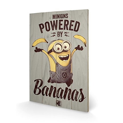 Pyramid International Despicable Me (Powered by Bananas) Holzwand-Kunst, Holz, Mehrfarbig, 40 x 2.5 x 59 cm
