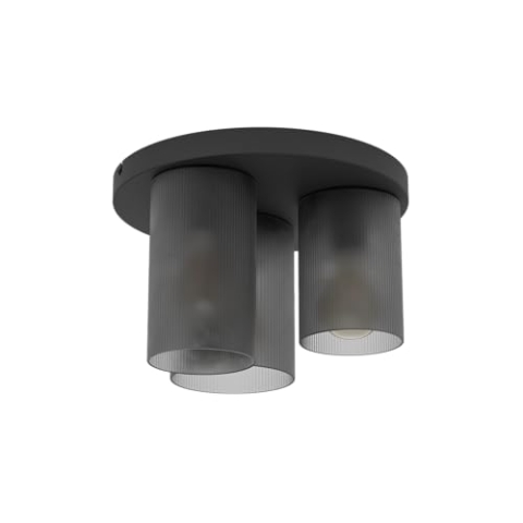 EGLO Deckenlampe Colomera, elegante Glas Deckenlampe, Wohnzimmerlampe aus Metall in Schwarz und Rauchglas, E27 Fassung, Ø 35 cm