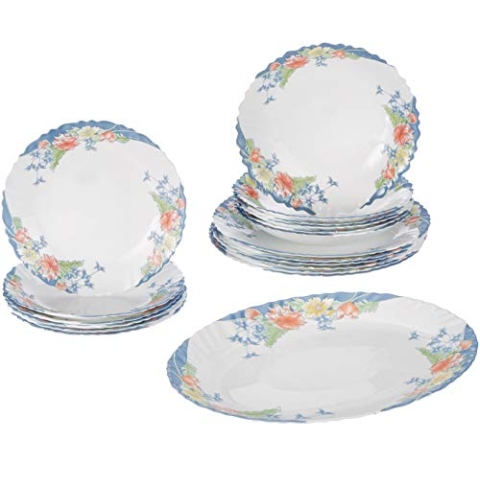 Dajar Florine tafelservice mit Blumen, Glas, Mehrfarbig, 33 x 33 x 31 cm