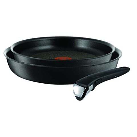 Tefal Pfannen-Set Ingenio Ultimate L7649253, alle Herdarten, 24-28cm, Antihaft-Beschichtung, abnehmbarer Griff, gleichmäßige Wärmeverteilung, schwarz
