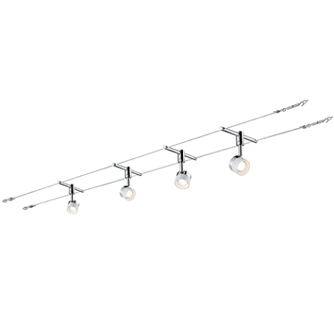 Paulmann 940.80 Seilsystem Stage Set Warmweiß 4x5W LED Weiß Chrom 94080 Seilleuchte Hängeleuchte