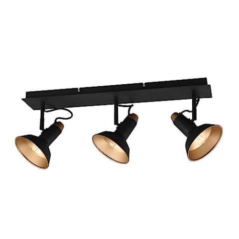 Trio Leuchten Deckenleuchte Roxie 811900332, Metall Schwarz matt/goldfarbig, exkl. 3x E14