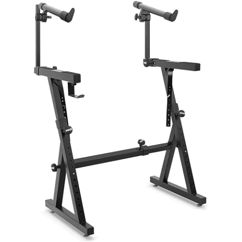 Pyle Keyboard Ständer 2 Ebenen, E Piano Ständer, digital piano stand, Keyboardständer doppelt breiten-/höhenverstellbar, Klavierständer Z Form Tastatur für 55-88 Tasten, kompatibel mit Yamaha Keyboard