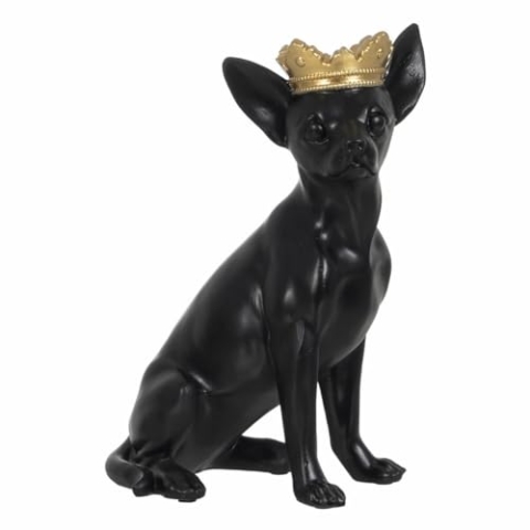 BigBuy Home Dekofigur Schwarz Gold Hund 17 x 11,7 x 25,5 cm