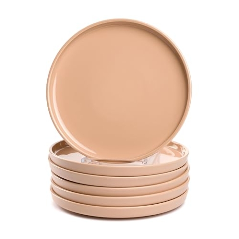 LEONARDO HOME Speiseteller ROMA 6er Set • Ø 22 cm • Mikrowellen- & Spülmaschinengeeignet • stapelbar • Keramik Geschirr für 6 Personen • Steingut-Teller mit glasierter Oberfläche • apricot • 027263