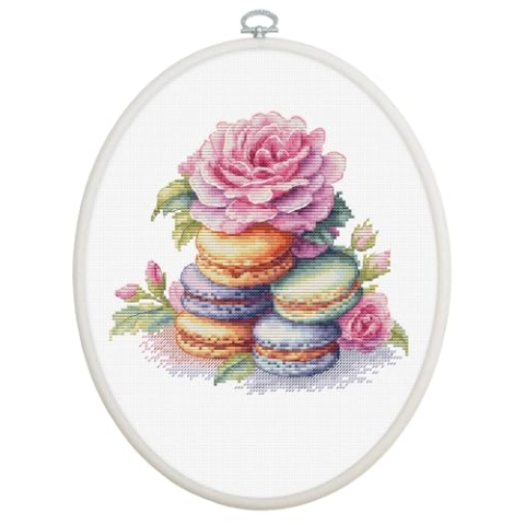 Luca-S Kreuzstich Stickpackung mit Stickrahmen Französische Macarons Zählmuster