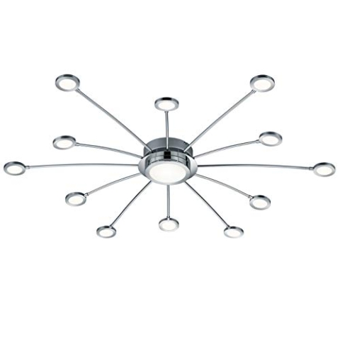 Trio Leuchten LED Deckenleuchte Bodrum 673311306, Metall Nickel matt, inkl. 6,6 Watt LED & 12x 2,1 Watt LED, Lichtfarbe wechselbar, Dimmbar, Fernbedienung