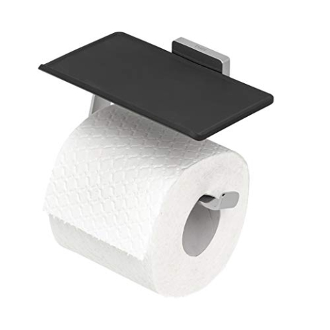 Tiger Dock Toilettenpapierhalter mit praktischer Ablage, Toilettenrollenhalter aus gebürstetem Edelstahl, 150x85x95 mm