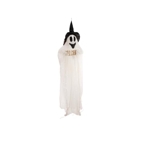 EUROPALMS Halloween Figur lachender Geist, beleuchtet, 215cm | Klassischer Geist als lebensgroße Hängefigur