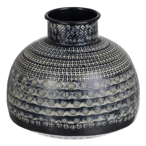 Vase 20,5 x 20,5 x 18 cm schwarz Aluminium