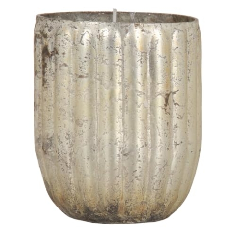Teelichthalter aus Glas, 9 x 9 x 10 cm, cremefarben