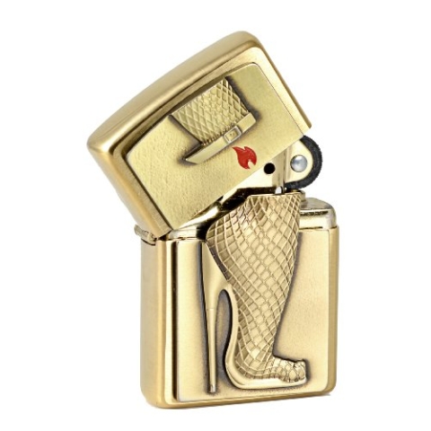 Zippo 204B 2003333 Golden High Heels Benzinfeuerzeug, Messing gebürstet, 1 x 3,5 x 5,5 cm