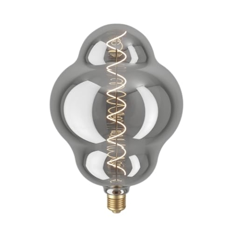EGLO XXL E27 Lampe dimmbar, Spiral LED Retro Glühbirne Big Size, extra-großes Vintage Deko Leuchtmittel aus Rauchglas, 4 Watt, 110 Lumen, warmweiß, 2000 K, L 29 cm